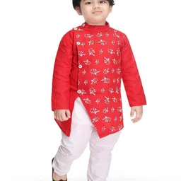 BAESD Boys Floral Printed Straight Pure Cotton Kurti With Trouser-picture-17