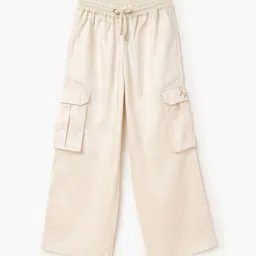 United Colors of Benetton Girls Mid-Rise Lyocell Cargos Trousers image 1