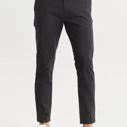 Snitch Men Black Smart Slim Fit Cotton Chinos Trousers-picture-37