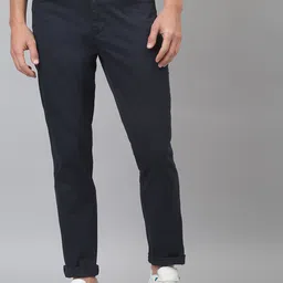 Thomas Scott Men Navy Blue Easy Wash Slim Fit  Sustainable Chinos Trousers-picture-33