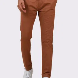 MERCHANT MARINE Men Brown Slim Fit Chinos Trousers-image-61