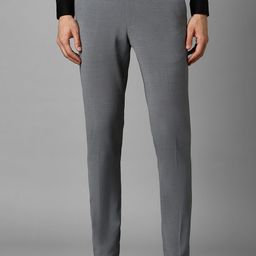 Louis Philippe Men Textured Slim Fit Trousers-picture-13