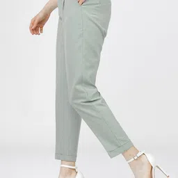 Tokyo Talkies Women Green High-Rise Pleated Trousers image 2