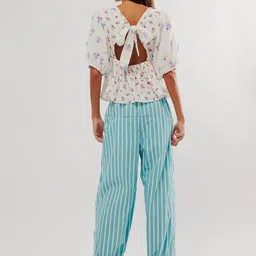 LULU & SKY Women Striped Tapered Fit Low-Rise  Trousers image 2