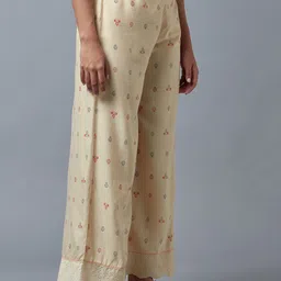 W Women White Floral Printed Trousers image 2