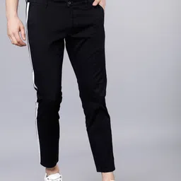 HIGHLANDER Men Black Slim Fit Solid Regular Trousers image 3