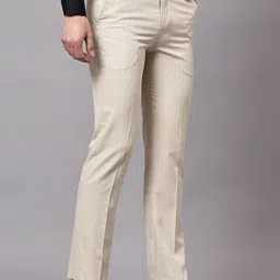 Cantabil Men Self Design Mid-Rise Regular Fit Formal Trousers image 4