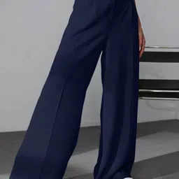 BROADSTAR Women Smart High-Rise Zip Easy Wash Parallel Trouser image 2