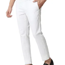 Basics Men  Mid-Rise Plain Cotton Tapered Fit Chinos Trousers image 2