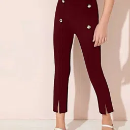 ADDYVERO Girls Relaxed Fit Front Silt High-Rise Trousers image 5