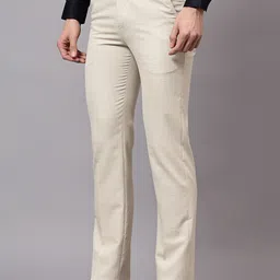 Cantabil Men Self Design Mid-Rise Regular Fit Formal Trousers image 3