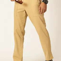 Thomas Scott Men Smart Regular Fit Mid-Rise Easy Wash Linen Chinos Trousers image 4