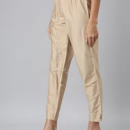 Go Colors Women Mid Rise Plain Tapered Fit Trousers image 3