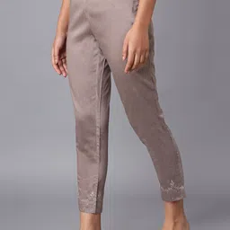 W Women Grey Textured Trousers image 2