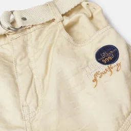 ADBUCKS Boys Off White Relaxed Easy Wash Chambray 3/4th Cargos Trousers image 3