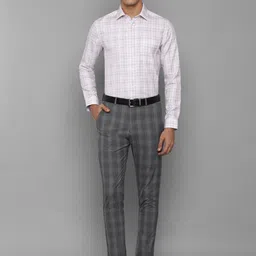 Louis Philippe Men Grey Checked Trousers image 4