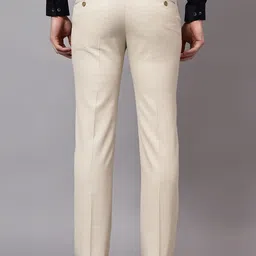 Cantabil Men Self Design Mid-Rise Regular Fit Formal Trousers image 2