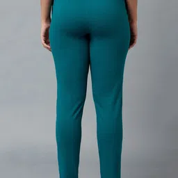 elleven Women Teal Green Solid Regular Fit Trousers image 4