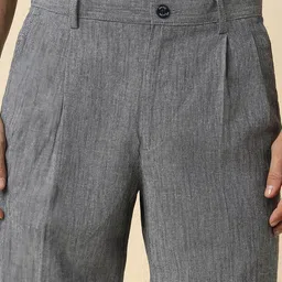 Allen Solly Men Striped Textured Pleated Trousers image 5