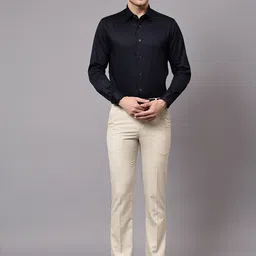 Cantabil Men Self Design Mid-Rise Regular Fit Formal Trousers image 5