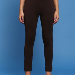 De Moza Women Mid Rise Knitted Plain Cotton Skinny Fit Cropped Cigarette Trousers-picture-18