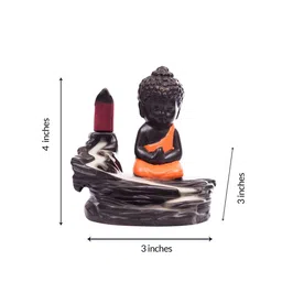 eCraftIndia Coffee Brown Monk Buddha Smoke Fountain with 10 Backflow Cone Showpiece image 4