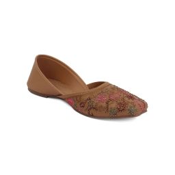 Iconics Brown Women Embroidered Juttis-picture-38