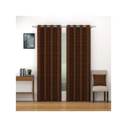 Swayam 100% Blackout Eyelet Hanging Door Curtain Pack of 2 - Dark Brown image 1