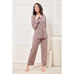 PIU Brown Printed Relaxed Shirt and Pyjama image 4