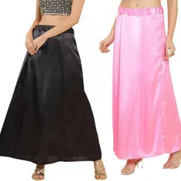 AMR FASHION Pink, black Satin Blend Petticoat-picture-20