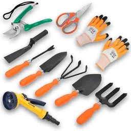 agt Pruner, Scissors,Khurpi ,Gloves ,8 Patten tregar ,Hand weeder,Hand big trowel, Hand small trowel,Hand fork,Hand cultivator Garden Tool Kit image 2