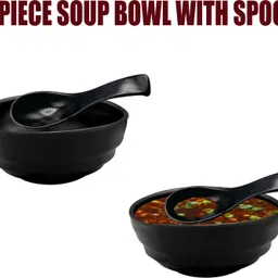 Melamine Soup Bowl 2 Pcs. Soup Bowl with Spoon,Bowl for Namkeen,Vegetables,Salad,Snacks,Desert-image-3