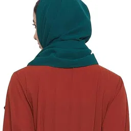 basket365 Solid Georgette Women Dark Green Scarf, Stole, Fancy Scarf image 3