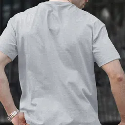 tripr Men Solid Round Neck Cotton Blend Grey T-Shirt image 2