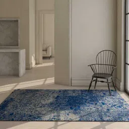 Blue Abstract Blended Wool 6 ft x 9 ft Hand Knotted Carpet-image-45