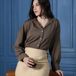 pinacolada Women Regular Fit Solid Spread Collar Casual Shirt-picture-35