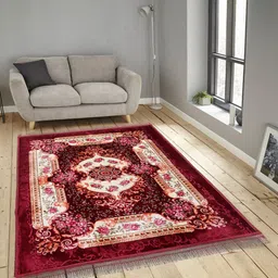 KLOTTHE Unisex Red & Cream-Coloured Floral Printed Traditional Carpets-image-34