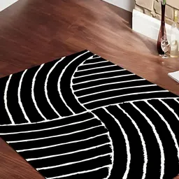 Shopgallery Black & White Geometric Anti-Skid Shaggy Carpet-picture-16