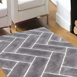 Shopgallery Grey & White  Geometric Anti-Skid Carpet-picture-28