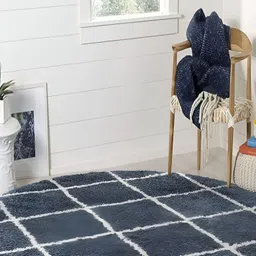 Shopgallery Grey & White Geometric Anti-Skid Shaggy Carpet-picture-22