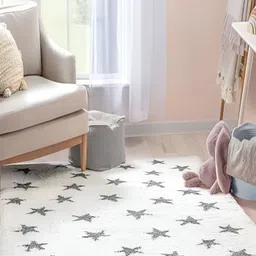 Shopgallery White & Grey Geometric Anti-Skid Shaggy Carpet-picture-25