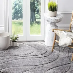 Shopgallery Grey Abstract Anti Skid Shaggy Carpet-picture-20