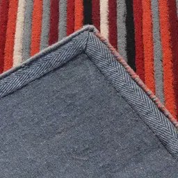 PRESTO Orange-Coloured & Grey Striped Hand Tufted Wool Carpet image 2