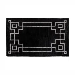 PEQURA Black & White Geometric Handmade Woollen Carpet image 2