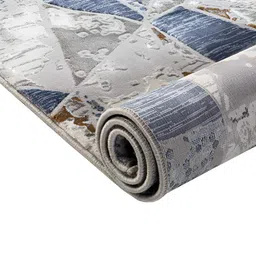 Sapana Carpet-Mats Grey & Blue Abstract Anti-Skid Carpet image 4