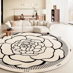 Safiya Carpet Black & Cream Floral Woollen Carpets image 1