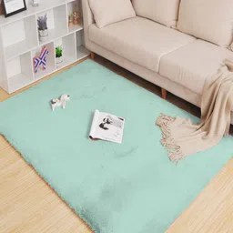 LUXEHOME INTERNATIONAL Blue Anti-Skid Ruffle Carpet-image-65