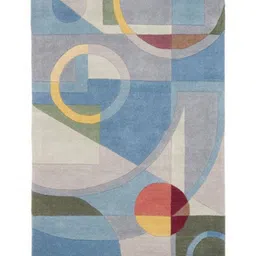 Safiya Carpet Grey & White Geometric Woollen Carpets image 2