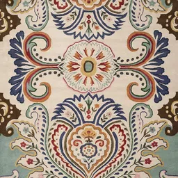 Safiya Carpet Beige & Blue Ethnic Motifs Printed Hand-Tufted Rectangle Woollen Carpet image 2