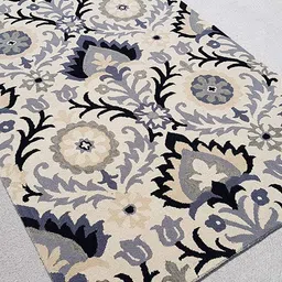 Safiya Carpet Beige & Grey Floral Woollen Carpet image 2